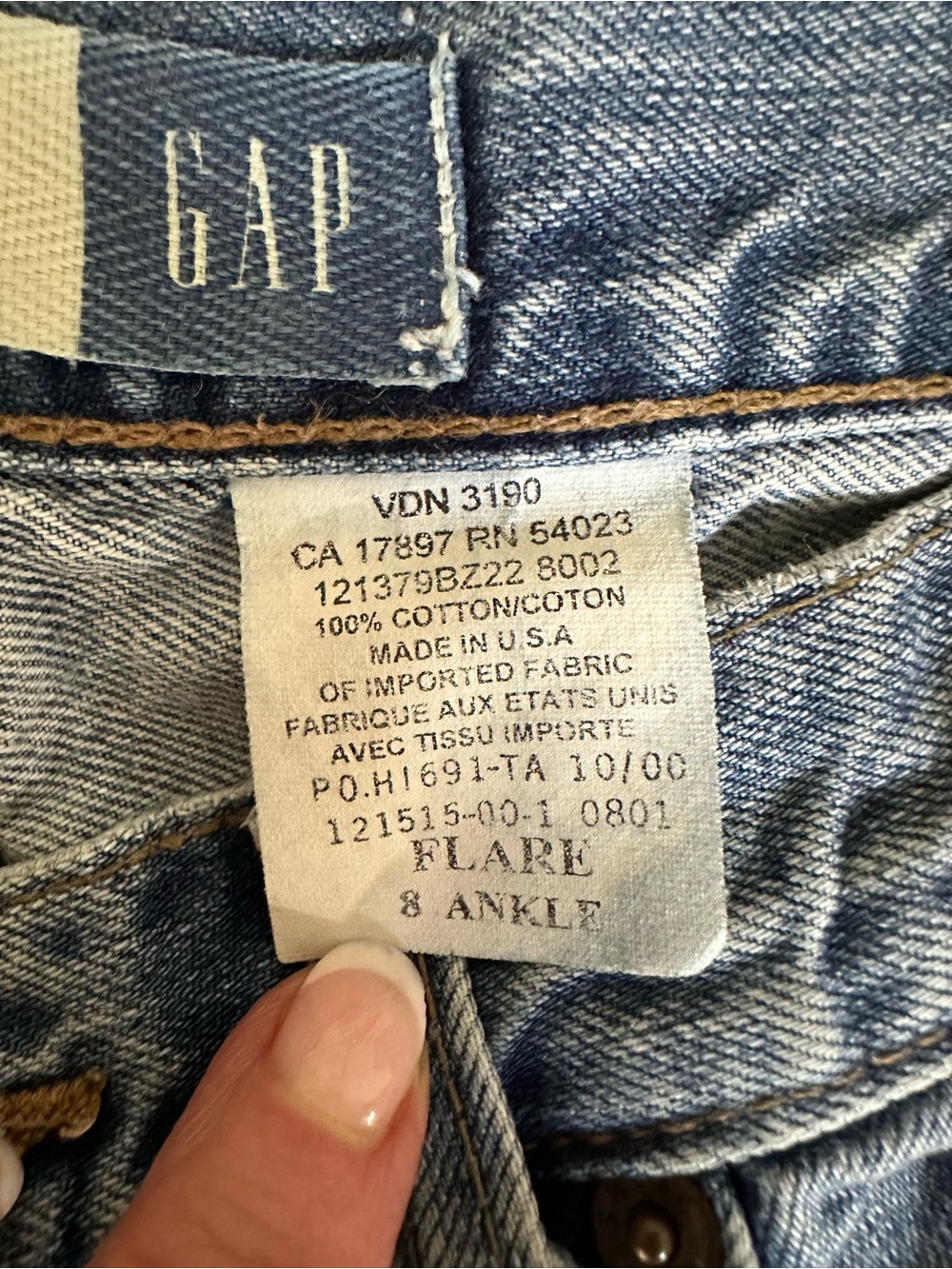 Vintage Gap Flare Ankle Jeans Light Wash 100% Cotton Made in USA Size 8 - Picture 5 of 8